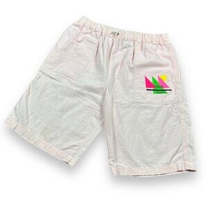 Vintage Cancun Shorts Pink Cotton Mens Medium Mexico Tourist Elastic Waist